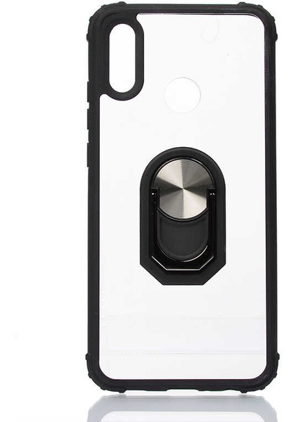 Huawei P Smart 2019 Kılıf Şeffaf Sararmaz Yüzüklü Mola Kapak Siyah