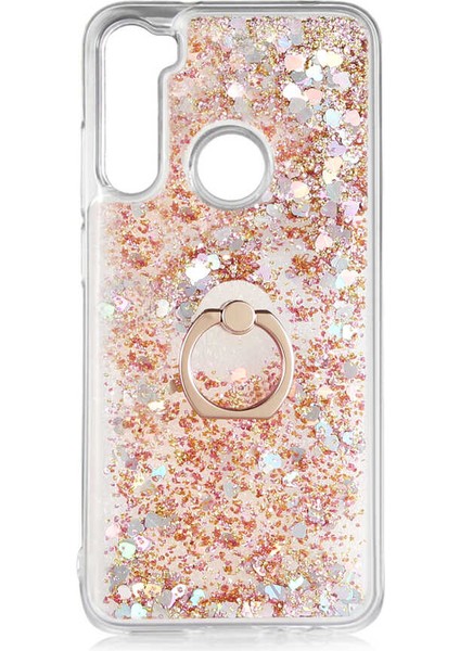 Xiaomi Redmi Note 8 Kılıf Içi Sıvılı Yüzüklü Kapak Gold