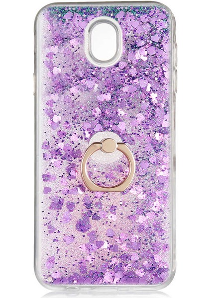 Samsung Galaxy J730 Pro Kılıf Içi Sıvılı Yüzüklü Kapak Mor