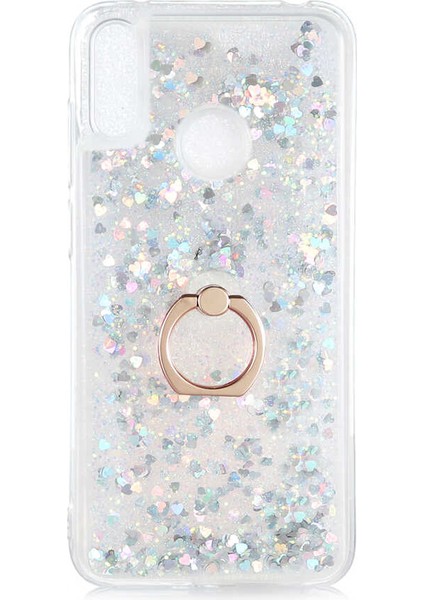 Huawei Y6 2019 Kılıf Içi Sıvılı Yüzüklü Kapak Gümüş