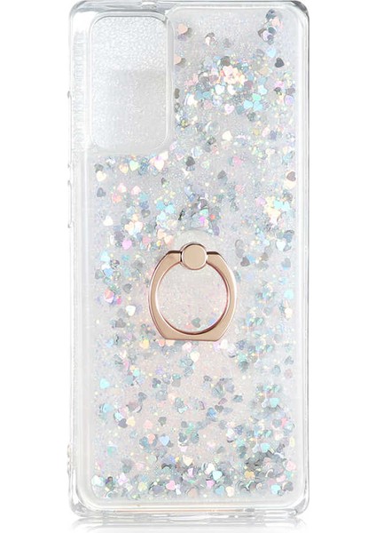 Xiaomi Poco M3 Kılıf Içi Sıvılı Yüzüklü Kapak Gümüş