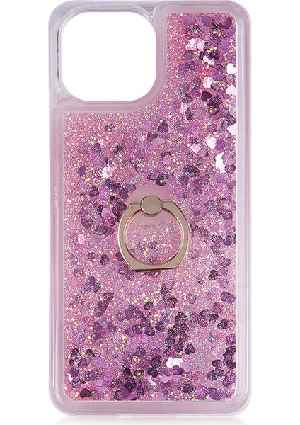 Xiaomi Mi 11 Lite Kılıf Içi Sıvılı Yüzüklü Kapak Pembe