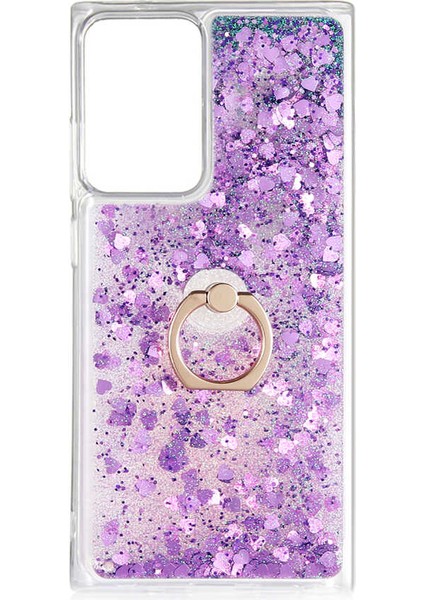 Samsung Galaxy Note 20 Ultra Kılıf Içi Sıvılı Yüzüklü Kapak Mor