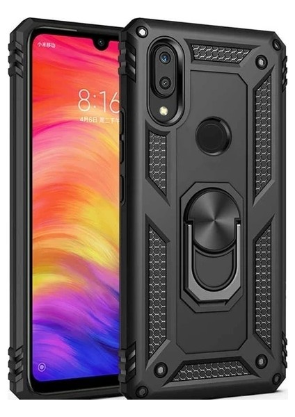 Xiaomi Redmi Note 8 Pro Yüzüklü Standlı 360° Dönebilen Zore Vega Tank Kılıf. Siyah