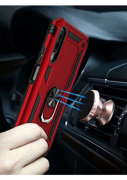 Xiaomi Redmi Note 8 Pro Yüzüklü Standlı 360° Dönebilen Zore Vega Tank Kılıf. Siyah