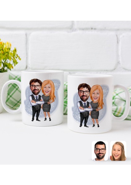 Kişiye Özel Sevgililer Karikatürlü Ikili Kupa BARDAK-100