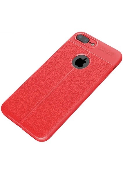 Apple iPhone 8 Plus Kılıf Deri Tarzı Niss Silikon Case Kırmızı