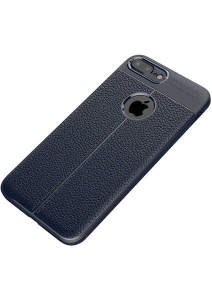 Apple iPhone 8 Plus Kılıf Deri Tarzı Niss Silikon Case Lacivert