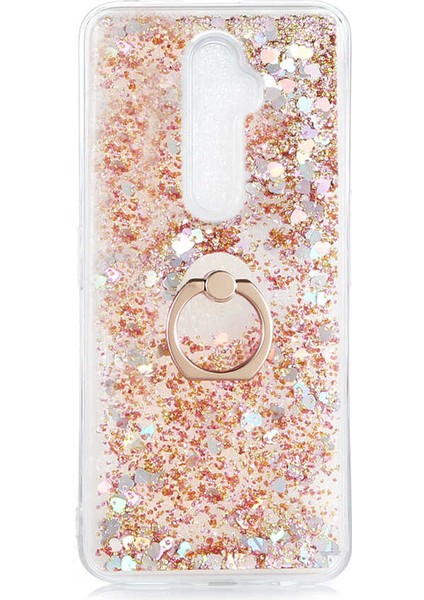 Oppo Reno 2z Kılıf Içi Sıvılı Yüzüklü Kapak Gold