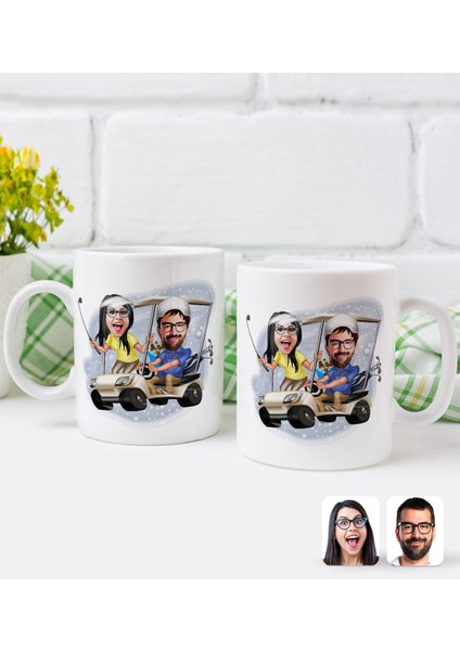 Kişiye Özel Sevgililer Karikatürlü Ikili Kupa Bardak-96