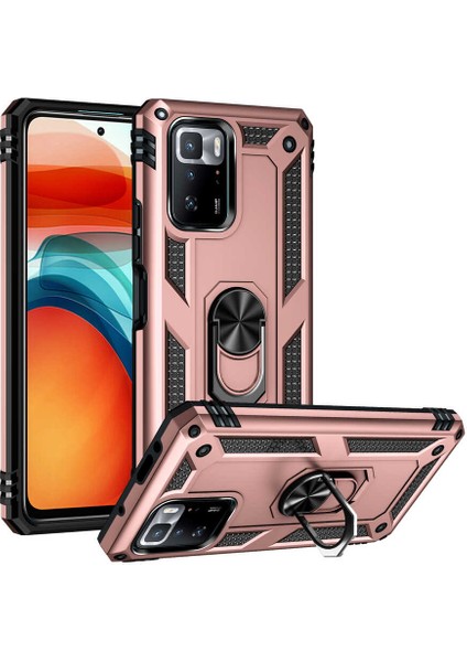 Xiaomi Poco X3 Gt Kılıf Yüzüklü Zırh Tank Vega Rose Gold