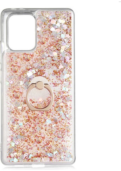 Samsung Galaxy A91 (S10 Lite) Kılıf Içi Sıvılı Yüzüklü Kapak Gold