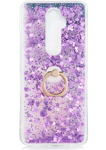 Oppo Reno 2z Kılıf Içi Sıvılı Yüzüklü Kapak Mor