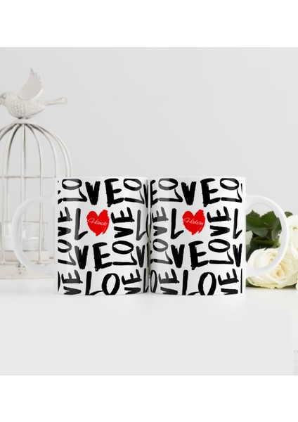 Kişiye Özel Ikili Sevgililer Günü Temalı Beyaz Kupa Bardak - 74