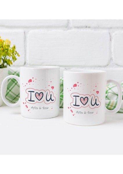 Kişiye Özel Isimli Sevgililer Günü Tasarımlı Ikili Kupa BARDAK-112