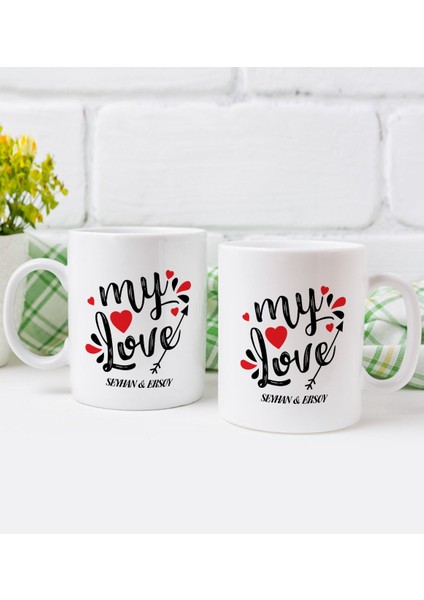Kişiye Özel Isimli Sevgililer Günü Tasarımlı Ikili Kupa Bardak-75