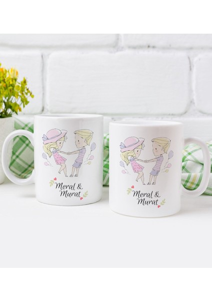 Kişiye Özel Isimli Sevgililer Günü Tasarımlı Ikili Kupa Bardak-62