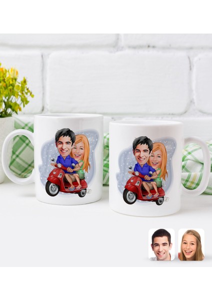 Kişiye Özel Sevgililer Karikatürlü Ikili Kupa Bardak-10