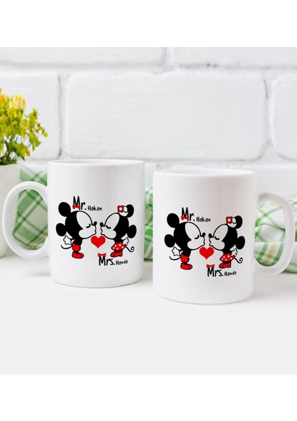 Kişiye Özel Isimli Sevgililer Günü Tasarımlı Ikili Kupa Bardak-93