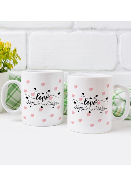 Kişiye Özel Isimli Sevgililer Günü Tasarımlı Ikili Kupa Bardak-26