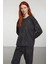 Antrasit Kalp Desenli Örme Pijama Takım 3