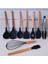 9 Parça Bambu Saplı Silikon Servis Seti -Kepçe, Kevgir, Spatula, Kaşık, Spagetti K., Çırpıcı, Maşa 1