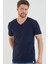 Lacivert Basic Erkek V Yaka Slim Fit Kısa Kollu T-Shirt 1