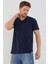 Lacivert Basic Erkek V Yaka Slim Fit Kısa Kollu T-Shirt 3