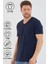 Lacivert Basic Erkek V Yaka Slim Fit Kısa Kollu T-Shirt 4