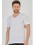 Beyaz Basic Erkek V Yaka Slim Fit Kısa Kollu T-Shirt 1