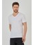 Beyaz Basic Erkek V Yaka Slim Fit Kısa Kollu T-Shirt 3