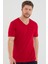 Kırmızı Basic Erkek V Yaka Slim Fit Kısa Kollu T-Shirt 1