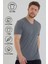 Antrasit Basic Erkek V Yaka Slim Fit Kısa Kollu T-Shirt 4