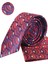 Erkek Kiraz Rengi Slim Kesim Mendilli Desenli Kravat 1