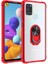 Samsung Galaxy A21S Kılıf Şeffaf Sararmaz Yüzüklü Mola Kapak Kırmızı 1