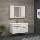 Alfa Banyo Safi̇r Beyaz 100 cm Komple Mdf Banyo Takımı-lavabolu banyo dolabı