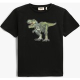 Koton Erkek Çocuk Dinozor Hologramlı Kısa Kollu Tişört Pamuklu