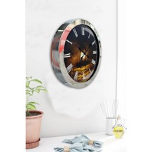 Bahat Krom Çerçeveli Salon Ofis Duvar Saati 36 cm