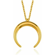 Lia Berto Altın Kaplama Hilal Model 925 Ayar Gümüş Kolye