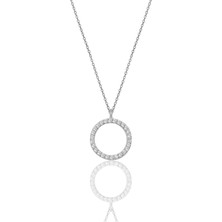 Lia Berto Zirkon Taşlı Halka Model 925 Ayar Gümüş Kolye