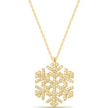 Lia Berto Büyük Boy Kar Tanesi Altın Kaplama 925 Ayar Gümüş Kolye