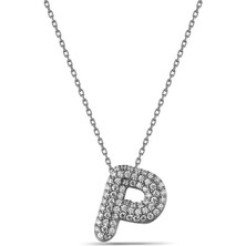 Lia Berto Zirkon Taşlı P Harf 925 Ayar Gümüş Kolye