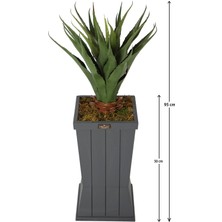 Yapay Çiçek Deposu Ahşap Saksıda Yapay Agave Sisalana 95 Cm
