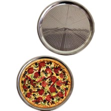 Easy Toptan Delikli Çelik Pizza ve Lahmacun Tepsisi Büyük Boy -36 cm
