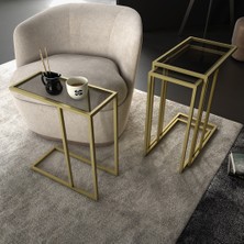 Marsah Home Zigon Sehpa Gold Metal Ayaklı