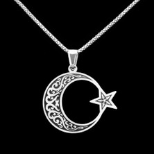 Pigado 925 Ayar Gümüş Işlemeli Ayyıldız Erkek Kolye