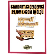 MİXEFOR  A3 Çerçeve-Renk FUŞYA Arka Yüzey 3mm Mdf-Ön yüzey  Kırılmaz  parlama yapmayan Antireflektif