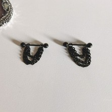 Bylin Cerrahi Çelik Black Üç Zincirli Nipple Piercing 14 Mm( 1 Çift)