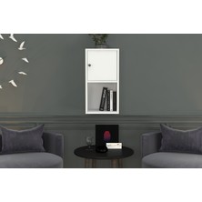 Nettrends Kitaplikli Kapakli Duvar Rafi Beyaz 35 cm DVR-1040-Ç