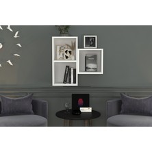 Nettrends Kitaplikli Duvar Rafi Beyaz 70 cm DVR-1042